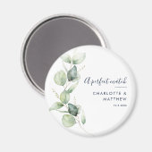 Aquarell-Eukalyptus-Grünzeug-Script-Hochzeit Magnet (Vorderseite/Rückseite)