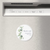 Aquarell-Eukalyptus-Grünzeug-Script-Hochzeit Magnet (In Situ (Geschirrspüler))