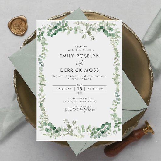 Aquarell Eukalyptus Hochzeit Einladung