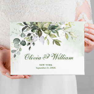 Aquarell-Eukalyptus-Hochzeit in Grün Gästebuch