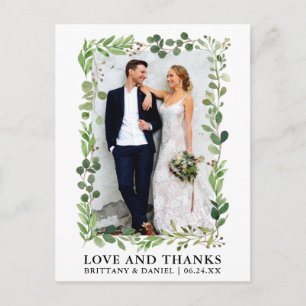 Aquarell-Eukalyptus-Hochzeit Liebe und Dank Postkarte