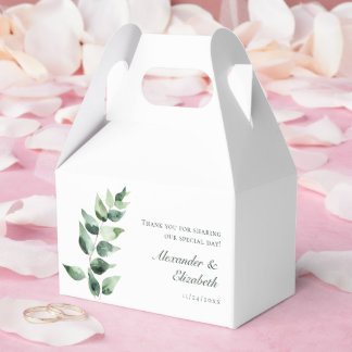 Aquarell-Eukalyptus-Hochzeit | Weiß Geschenkschachtel