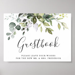 Aquarell-Eukalyptus-Hochzeitsgästebuch-Schild Poster
