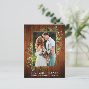 Aquarell-Eukalyptus-Holz-Hochzeitsliebe-Dankeschön Postkarte