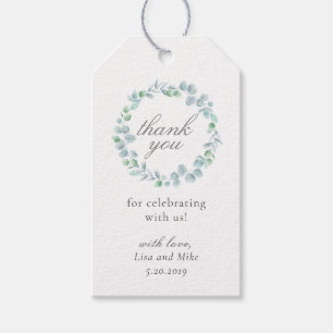 Aquarell-Eukalyptus-Kranz-Hochzeit-Dankeschön Geschenkanhänger