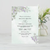 Aquarell-Eukalyptus-Lavendel-QR-Code-Hochzeit Einladung (Stehend Vorderseite)