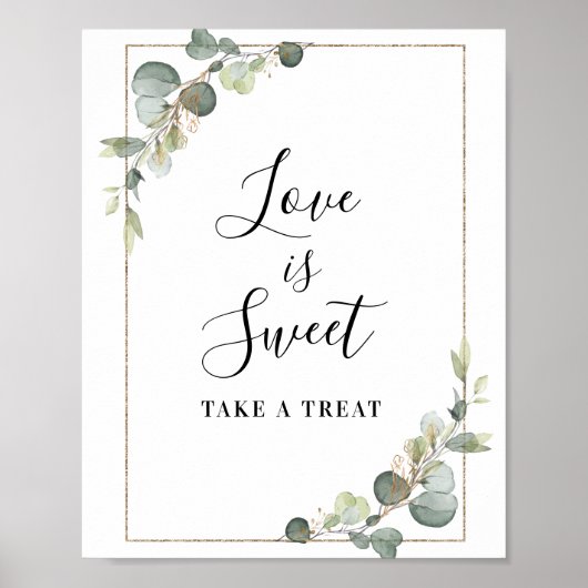 Aquarell-Eukalyptus Love is sweet Schild (Vorne)