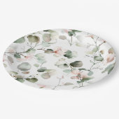 Aquarell-Eukalyptus-Muster Pappteller (Schrägansicht)