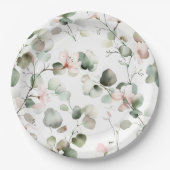 Aquarell-Eukalyptus-Muster Pappteller (Vorderseite)