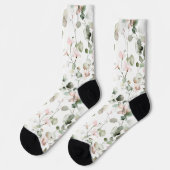 Aquarell-Eukalyptus-Muster Socken (Linkes Detail)