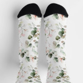 Aquarell-Eukalyptus-Muster Socken (Oben)
