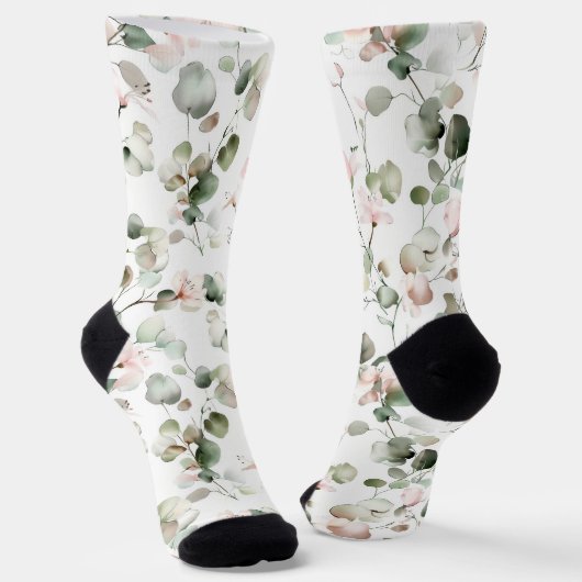 Aquarell-Eukalyptus-Muster Socken (Gewinkelt)