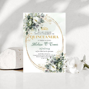 Aquarell-Eukalyptus-Quinceañera-Botanische Einladu Einladung