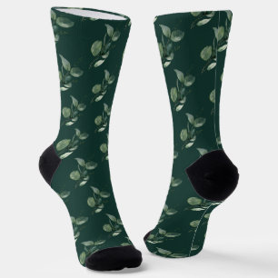 Aquarell-Eukalyptus-Sage-Grün-College Socken
