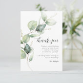 Aquarell-Eukalyptus-Schrift-Junggesellinnen-Abschi Dankeskarte (Stehend Vorderseite)