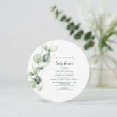 Aquarell-Eukalyptus-Script-Baby-Party Einladung (Stehend Vorderseite)