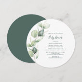 Aquarell-Eukalyptus-Script-Baby-Party Einladung (Vorne/Hinten)
