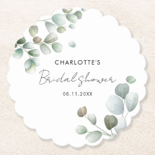Aquarell-Eukalyptus-Script-Brautparty Untersetzer