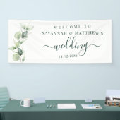 Aquarell-Eukalyptus-Script-Hochzeit Banner (Messe)