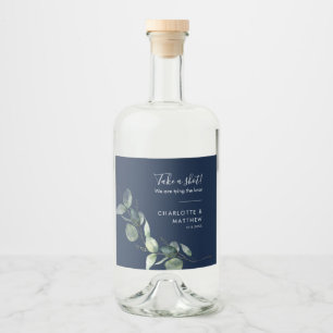Aquarell-Eukalyptus-Script-Hochzeit Schuss Alkoholflaschenetikett