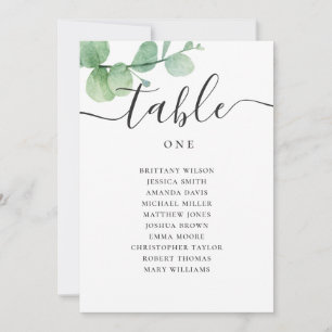 Aquarell-Eukalyptus-Script-Hochzeits-Sitzplan Einladung