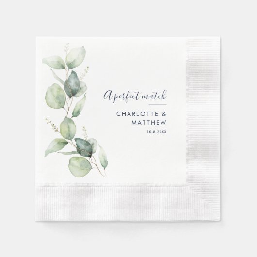 Aquarell-Eukalyptus-Script-Hochzeitspapier nach Ma Serviette (Vorderseite)