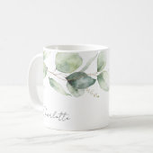 Aquarell-Eukalyptus-Script-Junggesellinnen-Abschie Kaffeetasse (Vorderseite Links)
