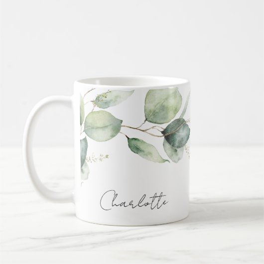 Aquarell-Eukalyptus-Script-Junggesellinnen-Abschie Kaffeetasse (Links)