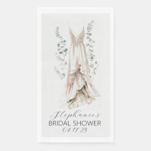 Aquarell-Eukalyptus & Weißes Brautkleid - Brautpar Serviette