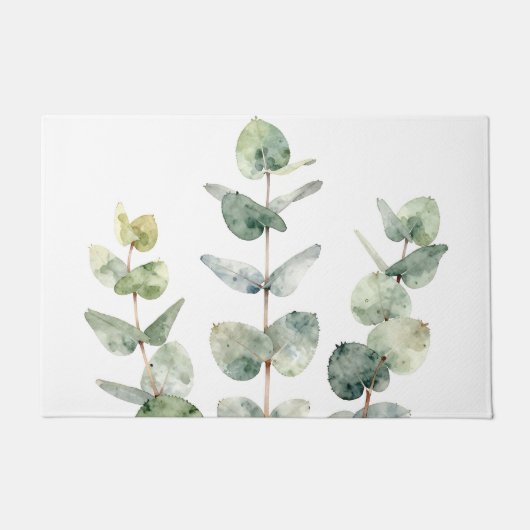 Aquarell-Eukalyptusblätter Botanik Fußmatte (Vorderseite)