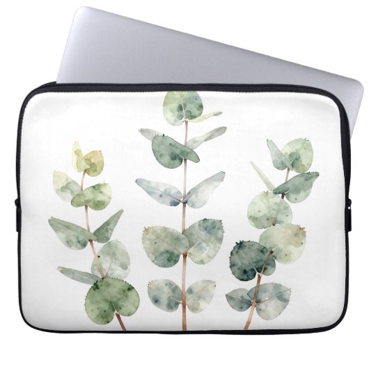 Aquarell Eukalyptusblätter Botanik Laptopschutzhülle (Vorderseite)