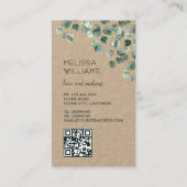 Aquarell-Eukalyptusblätter | QR-Code Rustikal Visitenkarte (Rückseite)