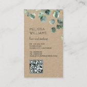Aquarell-Eukalyptusblätter | QR-Code Rustikal Visitenkarte (Rückseite)