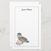 Aquarell-Eule | addieren Ihren Namen Briefpapier (Vorne/Hinten)