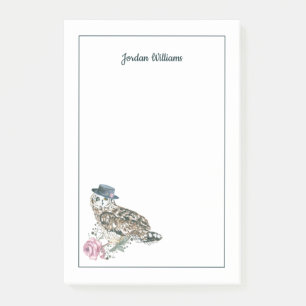 Aquarell-Eule   addieren Ihren Namen Post-it Klebezettel