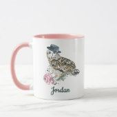 Aquarell-Eule | addieren Ihren Namen Tasse (Links)