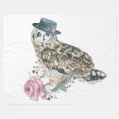 Aquarell-Eule Fleecedecke (Vorderseite (Horizontal))