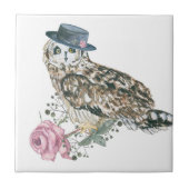Aquarell-Eule Fliese (Vorderseite)
