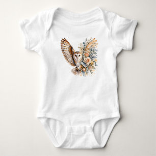 Aquarell-Eule-Floral-PNG-Vogel-Blumen-Design Baby Strampler