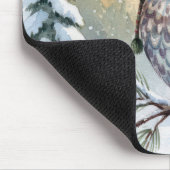 Aquarell-Eule mit Winterhut Mousepad (Ecke)