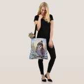 Aquarell-Eule mit Winterhut Tasche (Am Model)