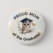 Aquarell-Eule-Vorschul-Kindergarten-Abschluss Button (Vorderseite)