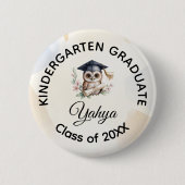 Aquarell-Eule-Vorschul-Kindergarten-Abschluss Button (Vorderseite)
