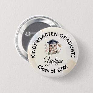 Aquarell-Eule-Vorschul-Kindergarten-Abschluss Button