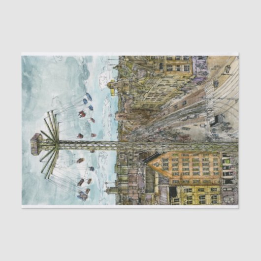 Aquarell-europäische Schwingen-Fahrt der Seidenpapier (Vorderseite)