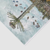 Aquarell-europäische Schwingen-Fahrt der Seidenpapier (Ausschnitt)