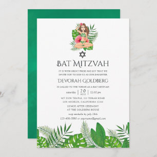 Aquarell Exotic Aloha Luau Bat Mitzvah Einladung