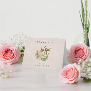 Aquarell Faecore Blumen Tee Party Baby Shower Dankeskarte