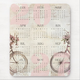 Aquarell Fahrrad Blumenfarbe Jahreskalender 2027 Mousepad