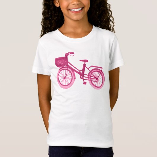 Aquarell-Fahrrad-Rosa T-Shirt (Vorderseite)